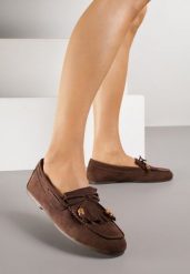 Brązowe Mokasyny Ozdobione Frędzlami Kokardą i Koralikami Woodswift. Brązowe mokasyny damskie Born2be, z jeansu, bez obcasa. Za 89.99 zł.