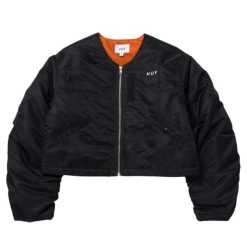 Kurtka turystyczna damska HUF Paisley Satin. Czarne kurtki damskie HUF, z aplikacjami, z nylonu, bez kaptura. Za 537.05 zł.