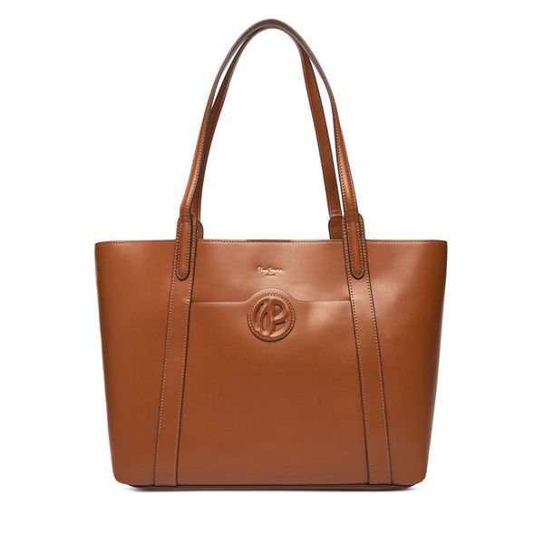 Torebka Pepe Jeans. Brązowe shopper bag Pepe Jeans, z jeansu, bez dodatków. Za 309.99 zł.