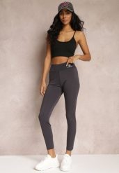 Ciemnoszare Legginsy z Gumką w Talii z Długimi Nogawkami Somys. Szare legginsy damskie Renee, l, bez wzorów, z dzianiny. Za 24.99 zł.