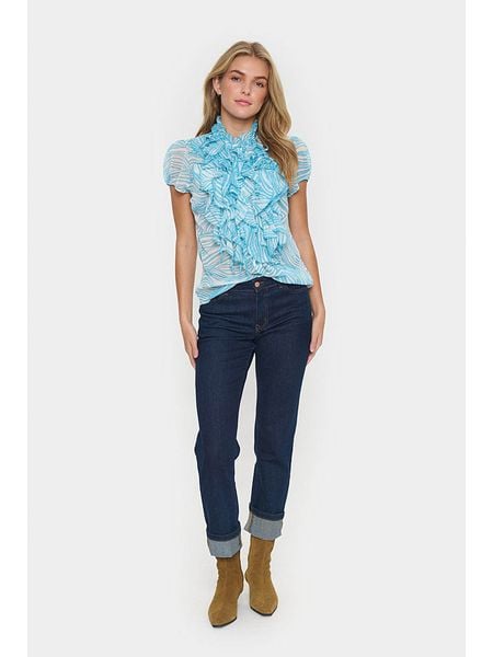 SAINT TROPEZ Bluzka w kolorze turkusowym rozmiar: M. Niebieskie bluzki damskie Saint Tropez, m, bez wzorów, bez kołnierzyka, bez ramiączek. Za 139.95 zł.