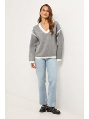 Soft Cashmere Sweter w kolorze szarym rozmiar: 38/40. Szare swetry klasyczne damskie Soft Cashmere, bez kołnierzyka. Za 152.99 zł.