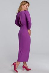 Elegancka ołówkowa sukienka z odkrytymi plecami fuksja. Czerwone sukienki damskie Makover, bez wzorów, z elastanu, eleganckie, bez ramiączek. Za 449.00 zł.