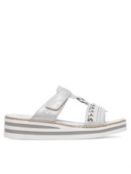 Rieker Klapki V02M6-40 Szary. Szare klapki damskie Rieker, bez wzorów, ze skóry, bez obcasa, bez zapięcia. Za 299.99 zł.