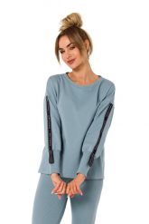 Dresowa Bluza z Lampasami - Agawa. Brązowe bluzy damskie MOE, l, bez wzorów, z bawełny, bez kaptura. Za 217.39 zł.