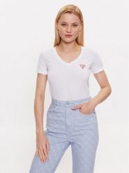 Guess T-Shirt W2YI45 J1314 Biały Slim Fit. Białe t-shirty damskie Guess, xxl, z aplikacjami, z bawełny, bez kołnierzyka. Za 129.99 zł.