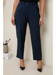 Curvy Lady Spodnie w kolorze granatowym rozmiar: 40/42. Niebieskie spodnie materiałowe damskie Curvy Lady, bez wzorów, z materiału. Za 96.37 zł.