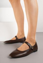 Brązowe Balerinki Vices ze Skórzaną Wkładką i Paskiem Vikiseme. Brązowe balerinki damskie Born2be, bez wzorów. Za 54.99 zł.
