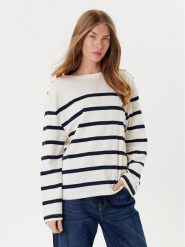 Tommy Hilfiger Bluzka Gold Button WW0WW45760 Écru Relaxed Fit. Bluzki damskie Tommy Hilfiger, m, bez wzorów, z bawełny, bez kołnierzyka, bez ramiączek. Za 209.99 zł.