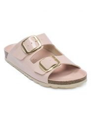 Mandel Klapki w kolorze jasnoróżowym rozmiar: 36. Różowe klapki damskie Mandel, bez wzorów, z otwartym noskiem, bez obcasa, bez zapięcia. Za 130.99 zł.