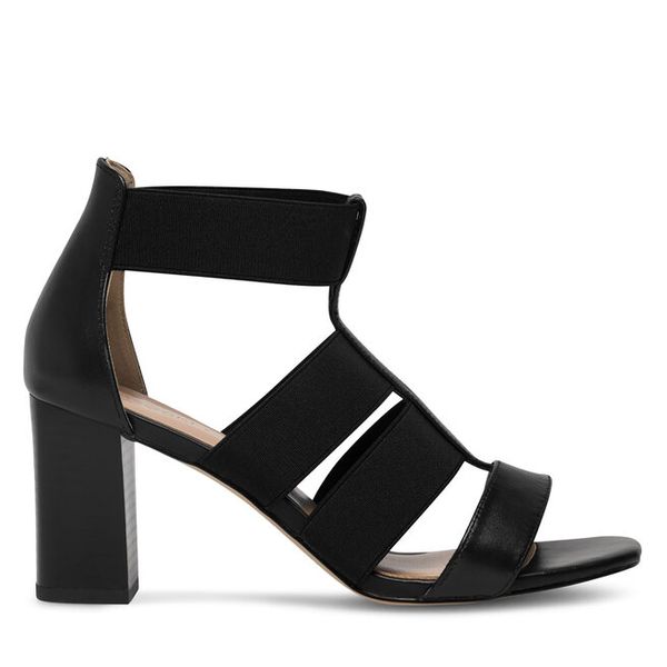 Sandały Lasocki. Czarne sandały damskie Lasocki, bez wzorów, bez obcasa, na słupku, bez zapięcia. Za 229.99 zł.