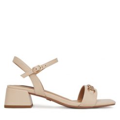 Sandały Nine West. Brązowe sandały damskie Nine West, bez wzorów, bez obcasa, na słupku, bez zapięcia. Za 229.99 zł.