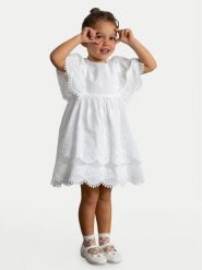Mayoral Sukienka elegancka 3923 Biały Regular Fit. Białe sukienki dziewczęce Mayoral, bez wzorów, z bawełny, bez ramiączek. Za 249.99 zł.