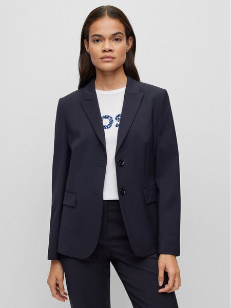 Boss Marynarka Juleah 50490035 Granatowy Regular Fit. Niebieskie marynarki i żakiety damskie Boss, bez wzorów, z wełny. Za 1,999.00 zł.