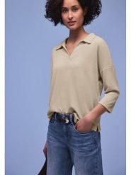 Street One Koszulka polo w kolorze beżowym rozmiar: 42. Brązowe bluzki damskie Street One, bez wzorów, street, bez kołnierzyka, bez ramiączek. Za 136.78 zł.