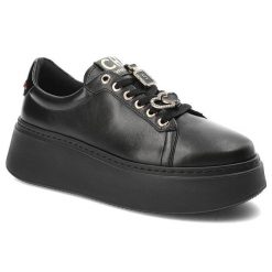 Czarne Sneakersy Chebello Damskie Stylowe Obuwie. Czarne obuwie sportowe damskie CheBello, na wiosnę, ze skóry, bez zapięcia. Za 439.00 zł.