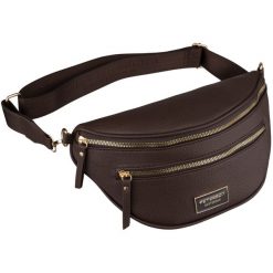 Brązowa saszetka damska na ramię skóra ekologiczna nerka mała listonoszka Peterson PTN JK6-01. Brązowe nerki i saszetki damskie Peterson, bez wzorów, ze skóry ekologicznej. Za 89.99 zł.