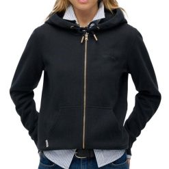 Damska bluza z kapturem zapinana na zamek Superdry Essential Logo Hb. Niebieskie bluzy damskie Superdry, m, bez wzorów, z bawełny, z kapturem. Za 322.70 zł.