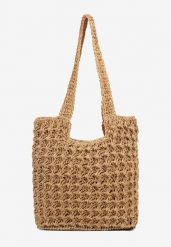 Ciemnobeżowa Torebka Shopperka z Plecionki Galtera. Brązowe shopper bag Renee, z jeansu, bez dodatków. Za 89.99 zł.