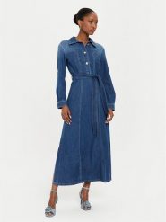 Marella Sukienka jeansowa Ada 2423226014 Granatowy Regular Fit. Niebieskie sukienki damskie Marella, bez wzorów, z bawełny, bez ramiączek. Za 869.99 zł.