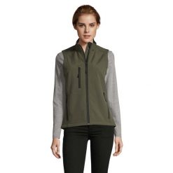 Damska Kamizelka Bez Rękawów Rallye Softshell. Zielone kamizelki damskie SOL'S, s, bez wzorów, z softshellu, bez kaptura. Za 186.99 zł.