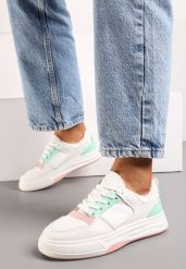 Biało-Różowe Sneakersy Ozdobione Kolorowymi Naszywkami Utaria. Białe obuwie sportowe damskie Born2be, bez zapięcia. Za 84.99 zł.
