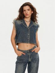 One Teaspoon Kamizelka 26512 Niebieski Relaxed Fit. Niebieskie kamizelki damskie One Teaspoon, xxs, bez wzorów, z bawełny, bez kaptura. Za 419.99 zł.