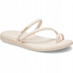 Klapki Dla Dorosłych Crocs Miami Toe Loop. Białe klapki damskie Crocs, bez wzorów, z materiału, bez obcasa, bez zapięcia. Za 199.99 zł.