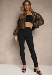 Czarne Spodnie Typu Skinny High Waist Ozdobione Cyrkoniami Lavilara. Czarne rurki damskie Renee, bez wzorów, z jeansu, z podwyższonym stanem. Za 34.99 zł.
