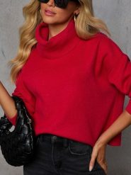 Milan Kiss Golf w kolorze czerwonym rozmiar: XL. Czerwone golfy damskie Milan Kiss, xl, bez wzorów, bez ramiączek. Za 113.99 zł.