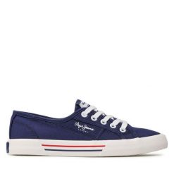 Tenisówki Pepe Jeans. Niebieskie trampki damskie Pepe Jeans, bez wzorów, z jeansu, bez zapięcia. Za 159.99 zł.