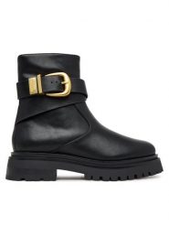 Steve Madden Botki Lexs SM11003593 Czarny. Czarne botki damskie Steve Madden, ze skóry, bez obcasa, na płaskiej podeszwie, bez zapięcia. Za 509.99 zł.