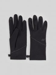 4F Rękawiczki dzianinowe Touch Screen uniseks - czarne L. Czarne rękawiczki damskie 4F, bez wzorów, z dzianiny. Za 59.99 zł.