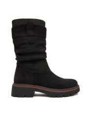 Clara Barson Botki CEO-WS6332-01 Czarny. Czarne botki damskie Clara Barson, z materiału, bez obcasa, na płaskiej podeszwie, bez zapięcia. Za 179.99 zł.