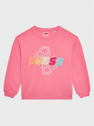 Guess Bluza J3GQ08 FL04P Różowy Regular Fit. Czerwone bluzy dziewczęce Guess, z aplikacjami, z bawełny, bez ramiączek, bez kaptura. Za 289.99 zł.