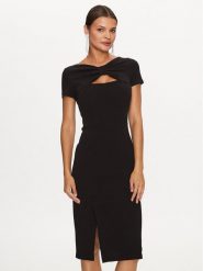 Rinascimento Sukienka koktajlowa CFC0115348003 Czarny Slim Fit. Czarne sukienki damskie Rinascimento, bez wzorów, z syntetyku, wizytowe, bez ramiączek. Za 569.99 zł.