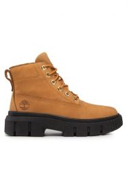 Timberland Botki Greyfield Leather Boot TB0A5RP4231 Brązowy. Brązowe botki damskie Timberland, z nubiku, bez obcasa, na płaskiej podeszwie, bez zapięcia. Za 539.99 zł.
