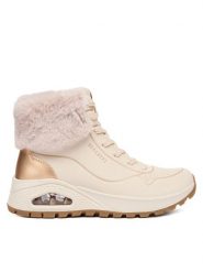 Skechers Trzewiki Uno Rugged 167993/NTGD Écru. Botki damskie Skechers, ze skóry, bez obcasa, na płaskiej podeszwie, bez zapięcia. Za 369.99 zł.