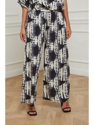 Plus Size Company Spodnie w kolorze kremowo-czarnym rozmiar: 50. Brązowe spodnie materiałowe damskie Plus Size Company, bez wzorów, z materiału. Za 96.60 zł.