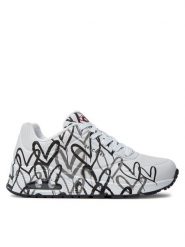 Skechers Sneakersy Spread The Love 155507/WBGY Biały. Białe obuwie sportowe damskie Skechers, ze skóry, bez zapięcia. Za 279.99 zł.