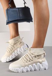 Beżowe Sneakersy Chrysialla. Brązowe obuwie sportowe damskie Renee, za kostkę, bez zapięcia. Za 89.99 zł.