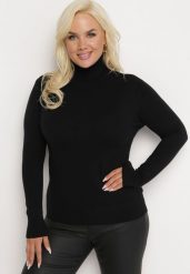 Czarny Sweter z Golfem Sazerna. Czarne golfy damskie Born2be, l, z dzianiny, bez kołnierzyka. Za 59.99 zł.