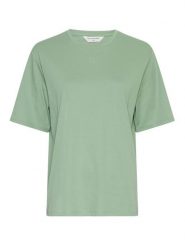 MOSS COPENHAGEN Koszulka w kolorze zielonym rozmiar: XS/S. Zielone bluzki damskie Moss Copenhagen, s, bez wzorów, z bawełny, bez kołnierzyka, bez ramiączek. Za 61.46 zł.