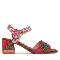 Sandały Laura Vita. Czerwone sandały damskie LAURA VITA, bez wzorów, bez obcasa, na słupku, bez zapięcia. Za 399.99 zł.