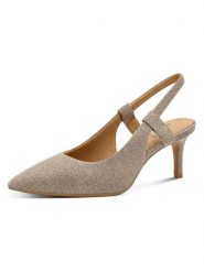 S.Oliver Czółenka w kolorze beżowym z paskiem rozmiar: 38. Brązowe czółenka damskie S.Oliver, bez wzorów, bez obcasa, na szpilce. Za 121.99 zł.