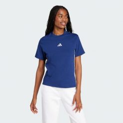 Koszulka Essentials 3-Stripes Cotton. Białe koszulki damskie Adidas, bez wzorów, z bawełny, bez kołnierzyka, bez ramiączek. Za 119.00 zł.