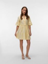 Vero Moda Sukienka w kolorze żółtym rozmiar: L. Żółte sukienki damskie Vero Moda, bez wzorów, z bawełny, bez ramiączek. Za 143.95 zł.