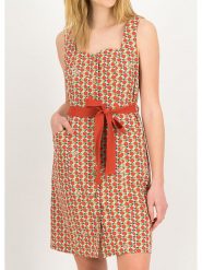 Blutsgeschwister Sukienka "Chickpea Heart" w kolorze czerwono-zielonym rozmiar: M. Czerwone sukienki damskie Blutsgeschwister, bez wzorów, z tkaniny, klasyczne, bez ramiączek. Za 126.75 zł.