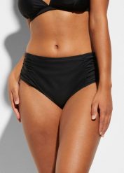Figi bikini shape, lekki stopień modelowania sylwetki. Czarne bikini bonprix, bez wzorów. Za 84.99 zł.