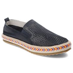 Granatowe Espadryle Lanqier Stylowe Wsuwane Obuwie Damskie. Niebieskie espadryle damskie Lanqier, bez wzorów, z materiału, bez obcasa. Za 129.00 zł.